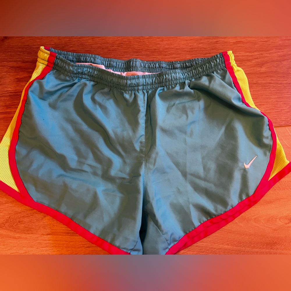 Nike Teal Shorts with Red and Yellow Trim